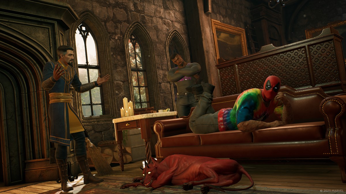 Marvel's Midnight Suns - Screenshot - Deadpool in the Abbey (1)