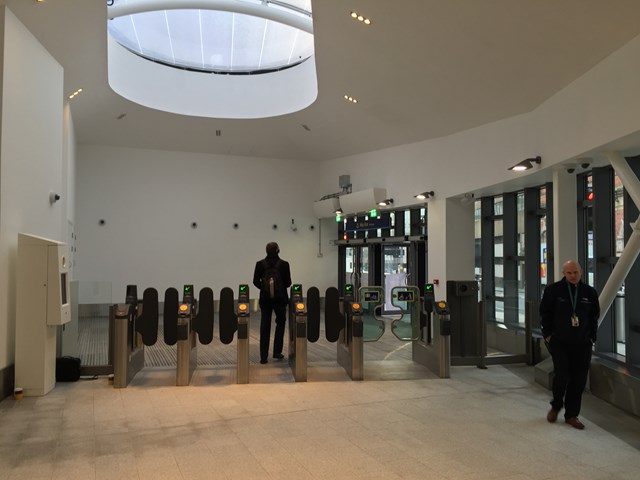 The exit gates at the new southern hub at Birmingham New Street station