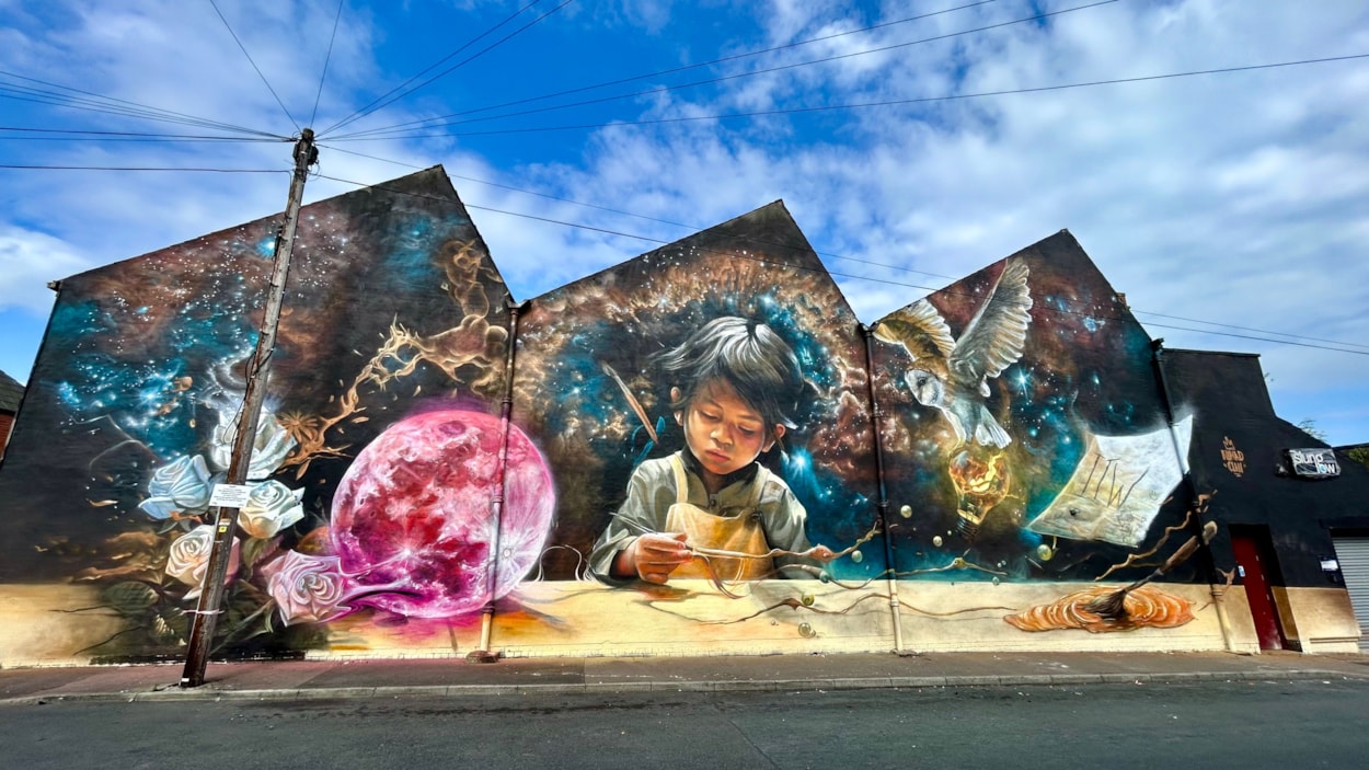 Slung Low - Child Friendly Leeds Awards 2024: Slung Low is among the nominees for Child Friendly Leeds Awards 2024 'creativity through arts and culture' category. Pictured is the mural on their Holbeck building.