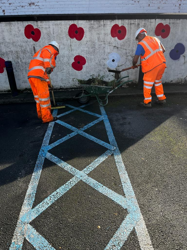 The railway team also cleared up the weeds from the area surrounding the memorial: The railway team also cleared up the weeds from the area surrounding the memorial