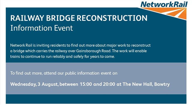 Bawtry residents invited to find out more about railway bridge reconstruction: Residents invited to event in Bawtry