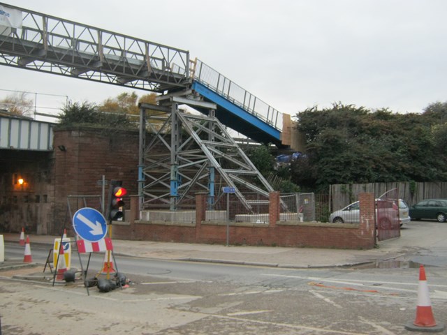 Sandhills temporary services bridge: Temporary bridge that had to be consructed to carry over 100 cables