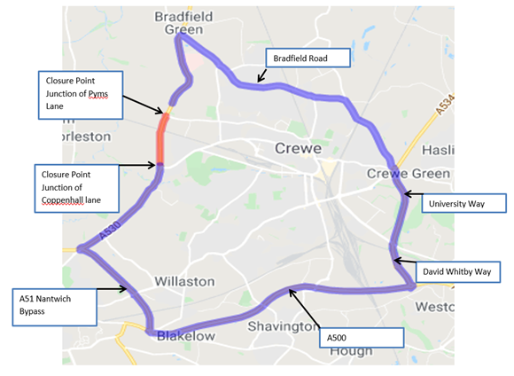 A530 Middlewich Road closure graphic