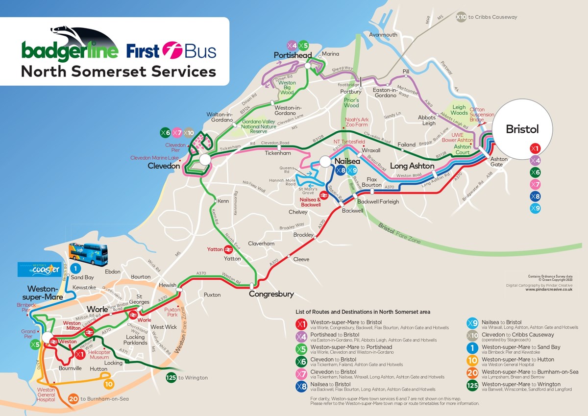 North Somerset network map Sept 2023