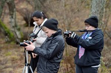 Aberdeen secondary students at photography workshop: Aberdeen secondary students who won photography categories in a SNH photo competition - pupils are from Albyn School, Cults Academy and Bucksburn Academy - and are taking pictures during a photography workshop at Muir of Dinnet national nature reserve.