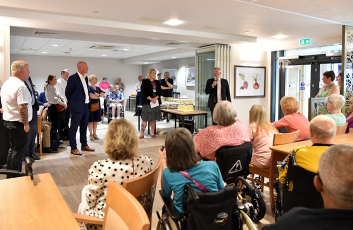 Gascoigne 3: Councillor James Lewis speaking at the Gascoigne House opening event.