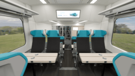 Artists impression of interior of new electric Škoda trains: Artists impression of interior of new electric Škoda trains