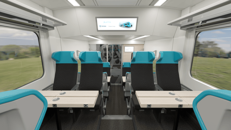 Artists impression of interior of new electric Škoda trains
