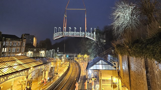Removal of former footbridge marks final step in Port Glasgow station accessibility project: Port Glasgow bridge removal (3)