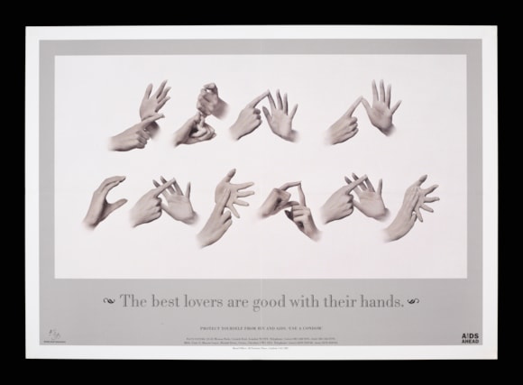 V&A to open exhibition on Disabled design and culture: 'The best lovers are good with their hands' by Harry McAuslan, issued by AIDS Ahead part of the British Deaf Association © Victoria and Albert Museum, London