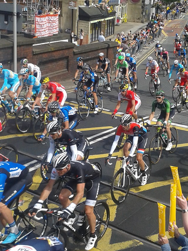 Tour de France crosses Starbeck levle crossing in Yorkshire: 6 July 2014