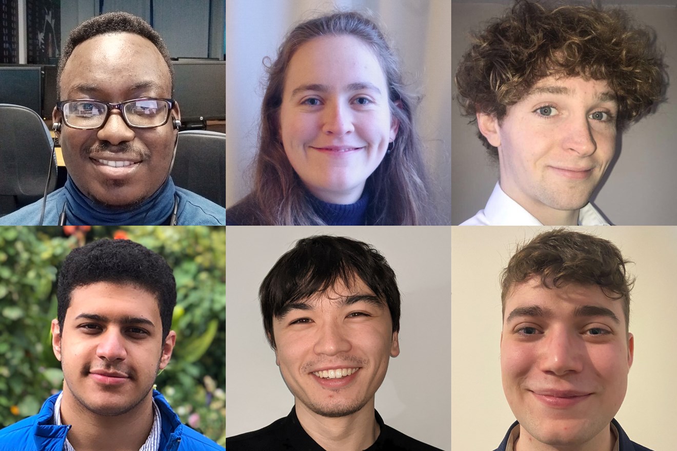 Siemens unearths student talent with virtual competition to design sustainable connected transport system: SustainaCity Racer winners - Top LtoR - Jahmai William Achiriga; Erin Medcalf; Oliver Harris - Bottom LtoR - Mahmoud Elhelaly; Dermot Newton; Samuel Nield