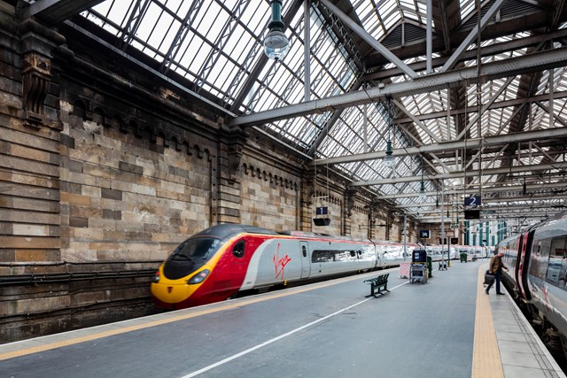 Glasgow Central - Virgin train at platform, no public