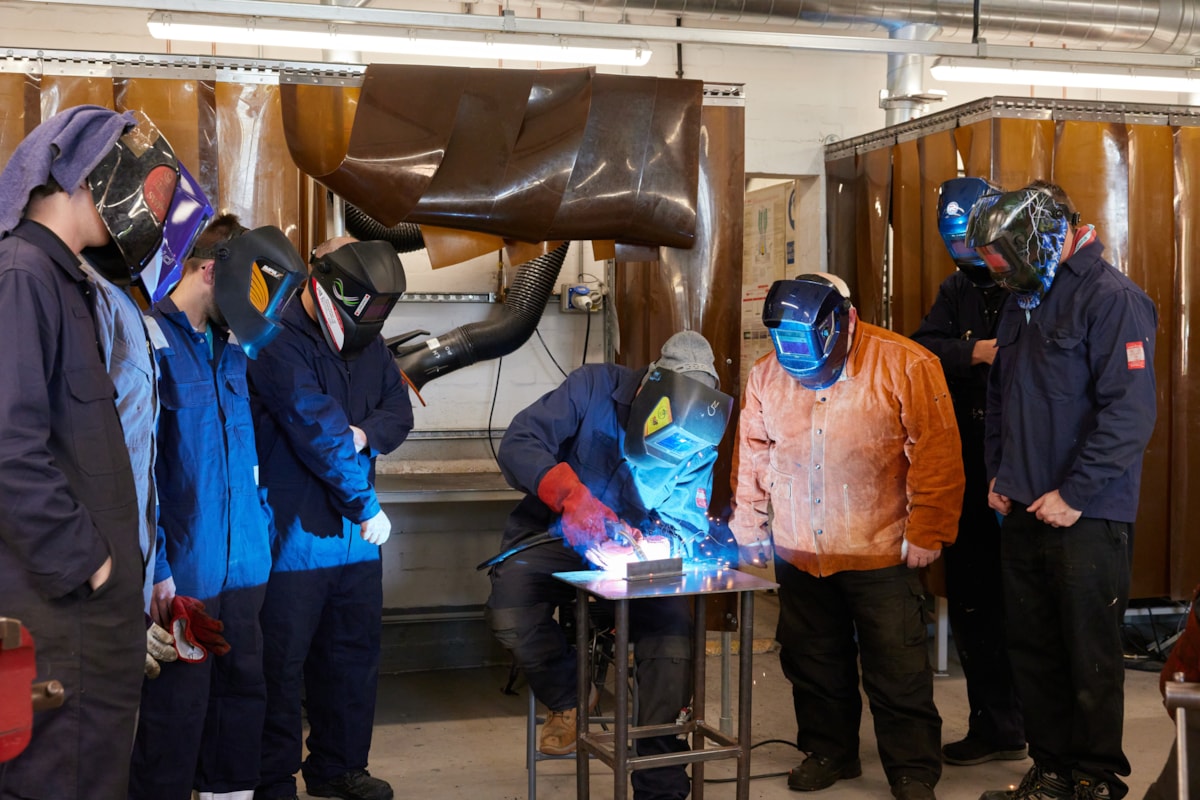 Welding bootcamp learners in a practical lesson at Lancaster and Morecambe College