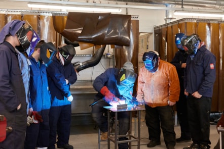 Welding bootcamp learners in a practical lesson at Lancaster and Morecambe College
