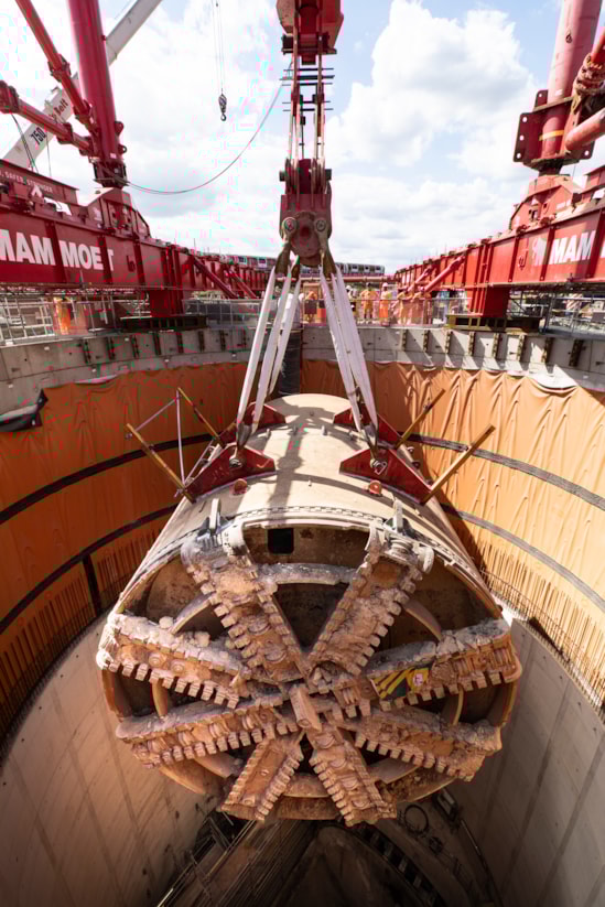 TBM Anne lifted at Green Park Way tunnel shaft 24th August 2025-6