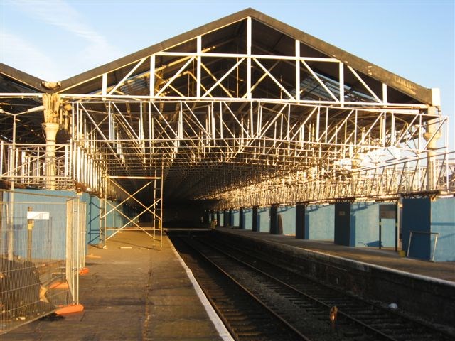 Southport station roof: Crash decing installed under the station roof prior to roof renewal project.