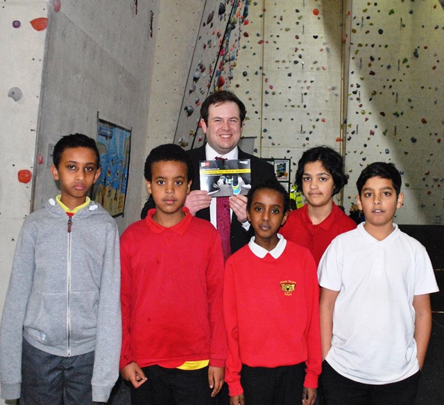 Network Rail delivers rail safety lesson to Cardiff school kids: Crucial Crew - Stephen with Mt Stuart Primary School - edited