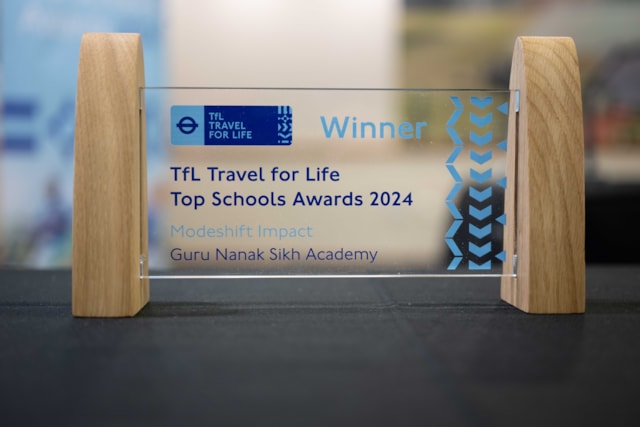 TfL Image - Guru Nanak Sikh Academy recognised with Mode shift Impact accolade at the Travel for Life Top school awards