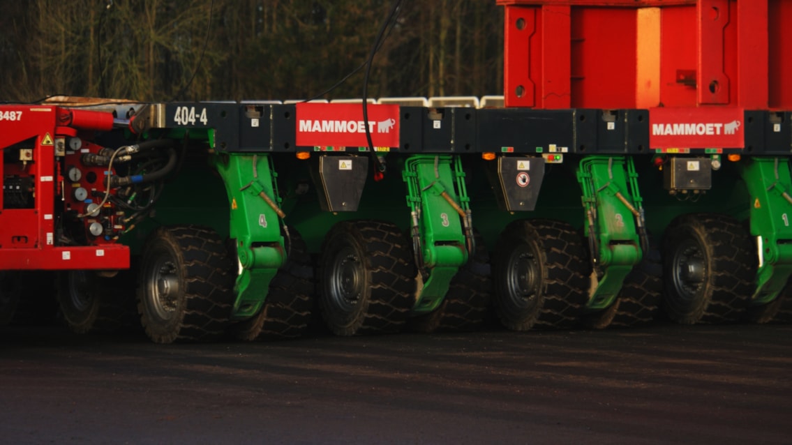 Close up of some of the 608 wheels used to move the new bridge