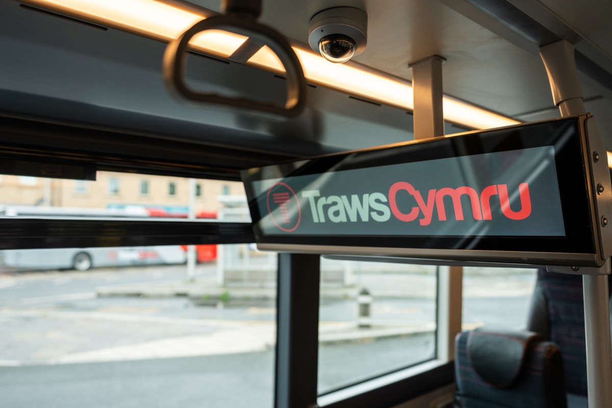 Deputy Minister for Transport Mark Hooper at the launch of 30 new TrawsCymru buses in Aberystwyth