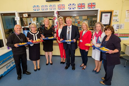 Cllrs Canning, Freel and McKay with William and Ann Stafford, Linda McAulay-Griffiths and Head Teacher Gillian Crawford