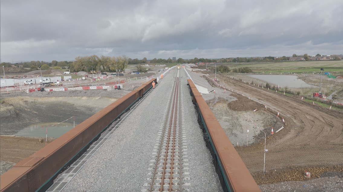 Aerial view of new Aylesbury railway structure October 2023
