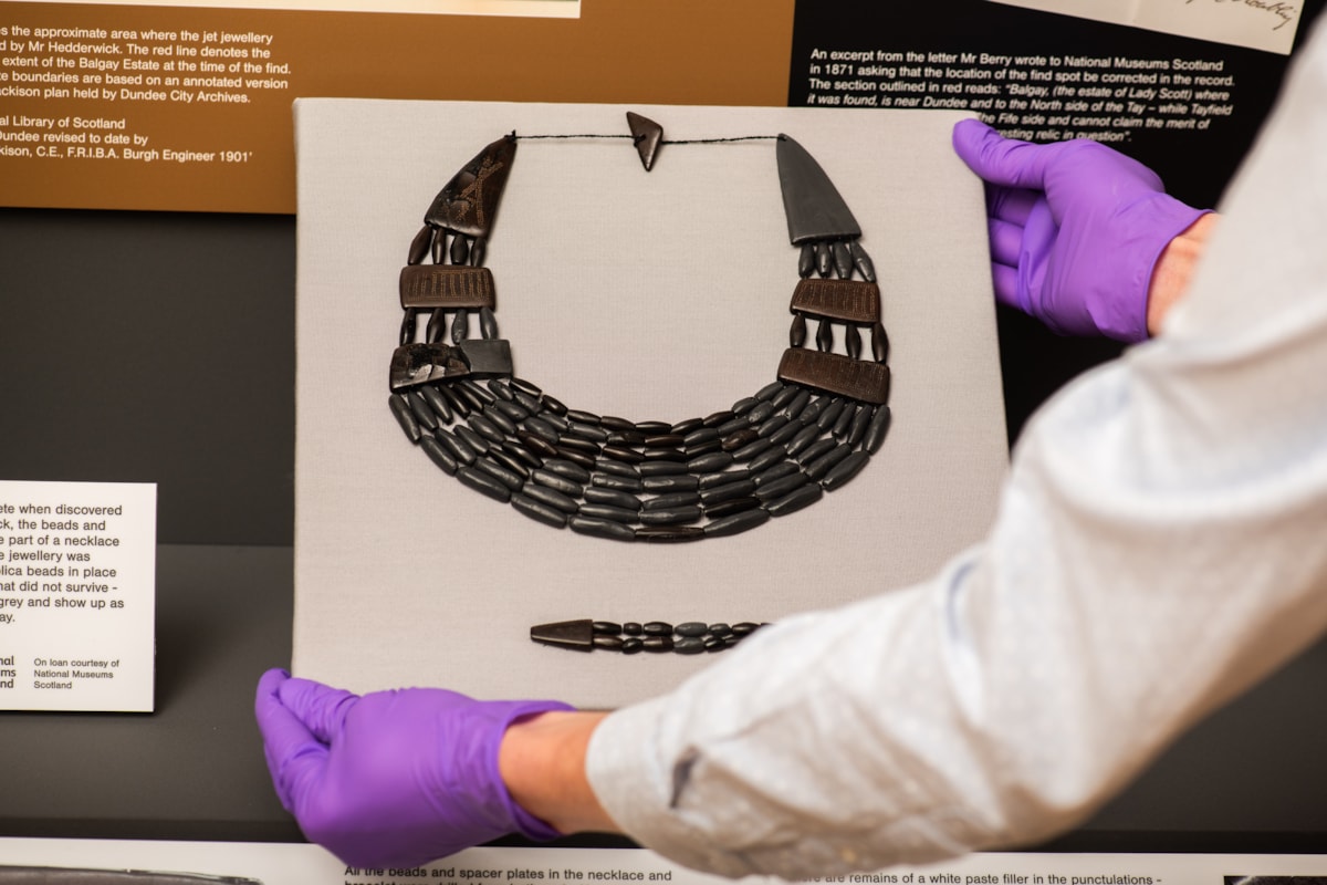 A 4000-year-old Bronze Age necklace has gone on display at The McManus in Dundee on laon from National Museums Scotland. Photo (c) Alan Richardson (2)