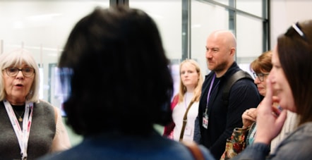 Delegates including County Councillor Jayne Rear (second from right), listening to TeenTech  founder and CEO and former Tomorrow’s World TV presenter Maggie Philbin at the 2024 TeenTech Lancashire Festival