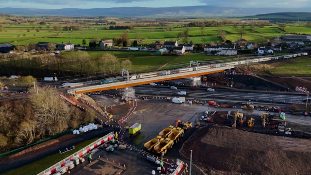 First trains travel over new £60m bridge as the West Coast Main Line reopens after major New Year upgrades: Avanti train passing over the new Clifton Bridge 15 January 2026