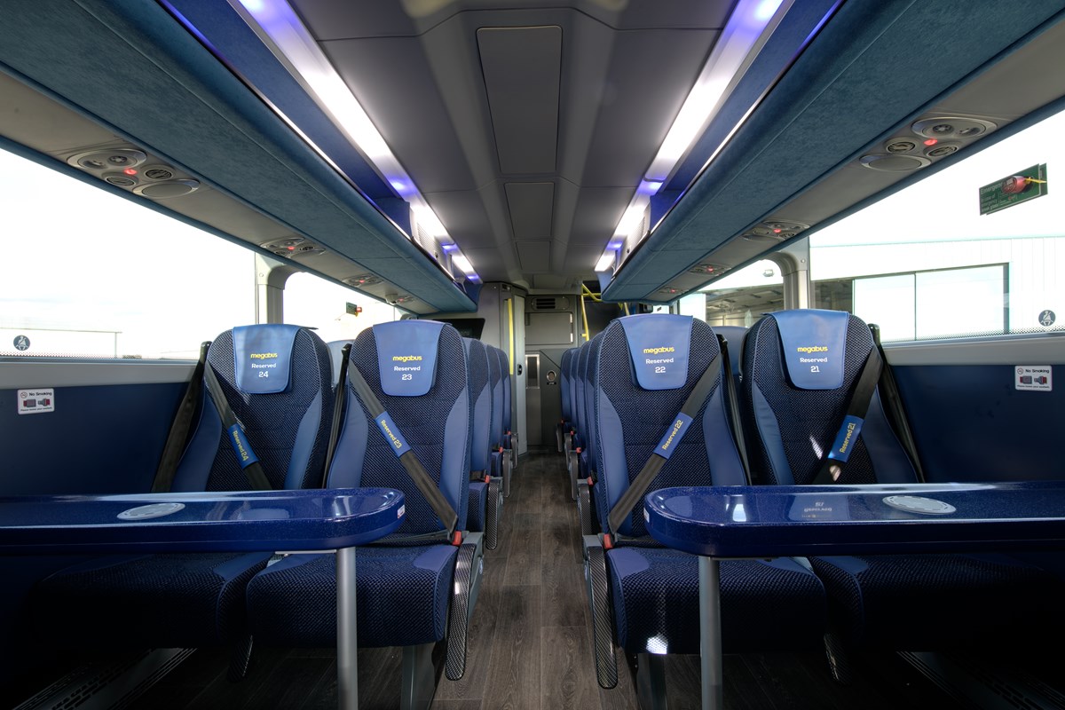 Interior of new megabus coaches