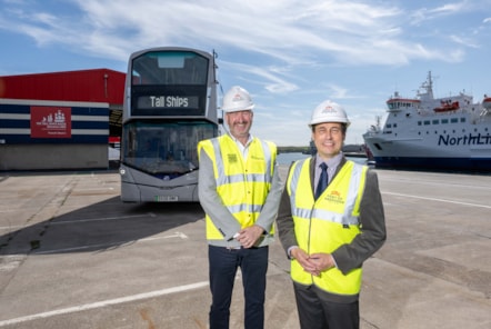 First Bus's Graeme Edwards and Cllr Martin Greig, Chair of The Tall Ships Aberdeen organising committee