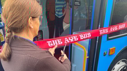 AYE Bus - ribbon cutting