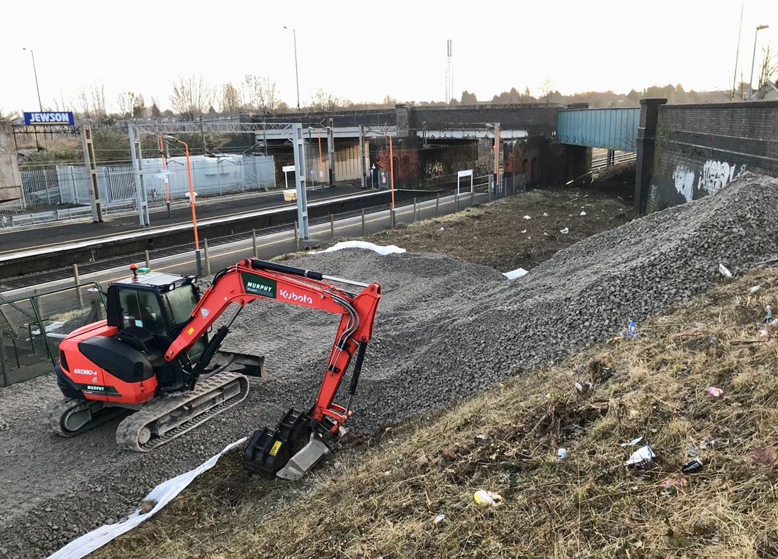Groundwork being carried out at Stechford station on the West Coast main line