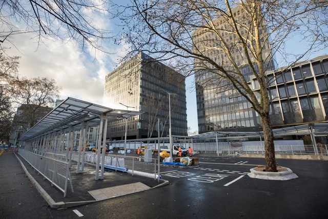 Euston’s taxi rank moves above ground as part of 2019 station changes: Euston station's new outdoor taxi rank January 2019