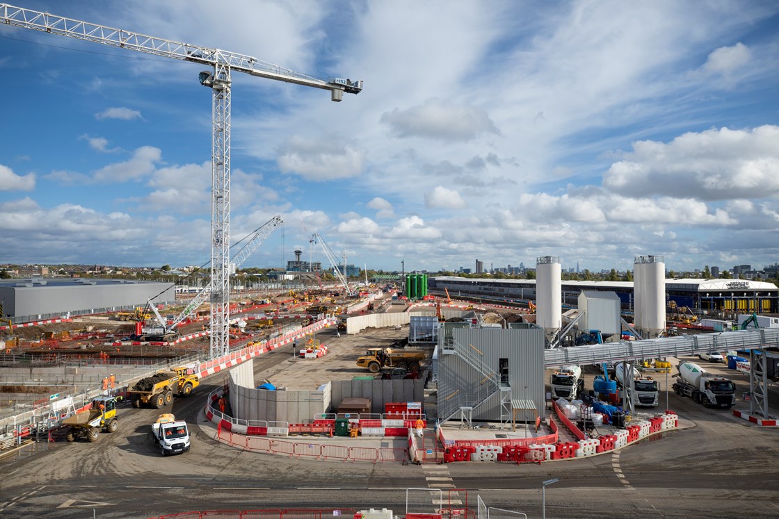 Construction progress at HS2's Old Oak Common Station 1