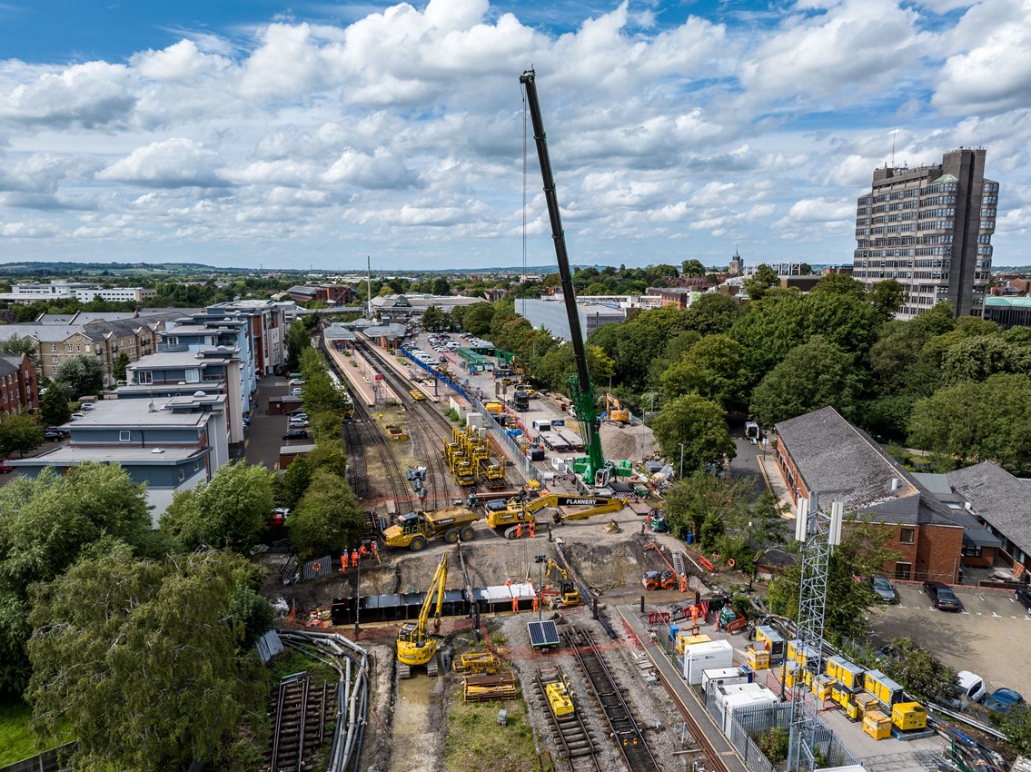 Sections of the new culvert being craned into position in Aylesbury