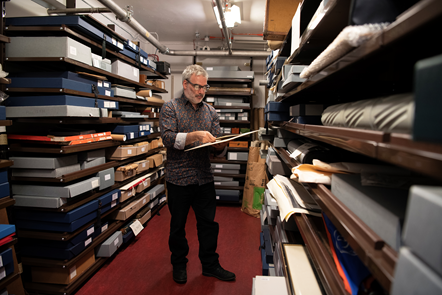 Curator Colin McIlroy in the stacks of the National Library of Scotland
