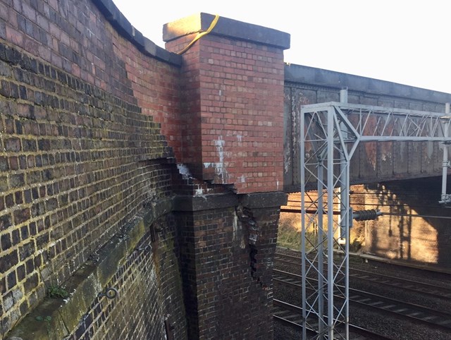 Damage to the Worston Lane bridge north of Stafford