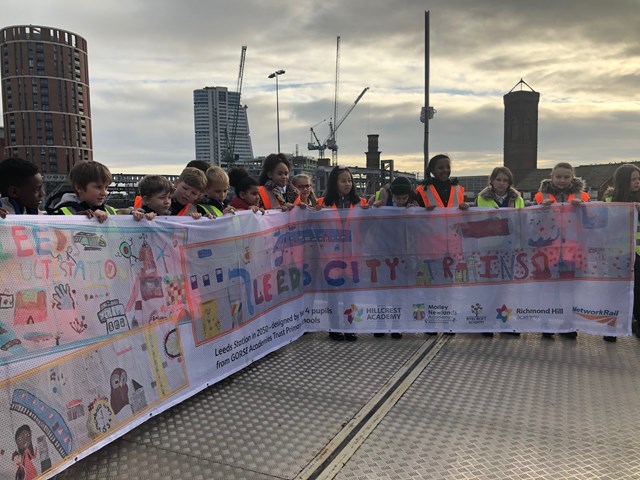 Network Rail invites primary school pupils to educational day at Leeds station.