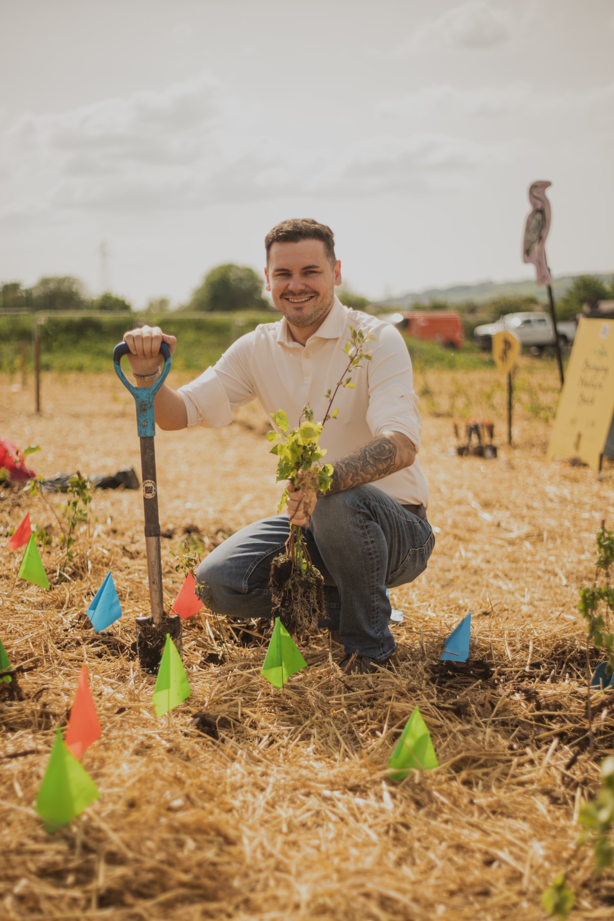 Cllr Joshua Roberts helps to plant the new microwood in Colne (4)