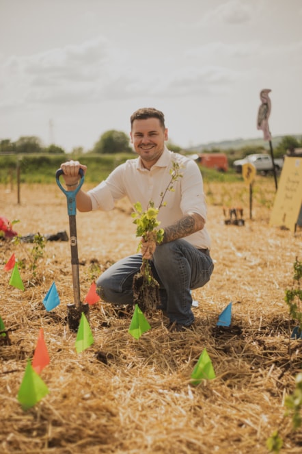 Cllr Joshua Roberts helps to plant the new microwood in Colne (4)