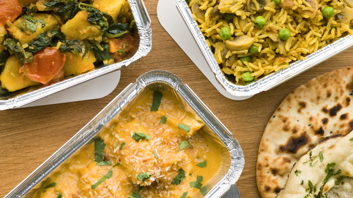 Stock photo - Indian takeaway dishes