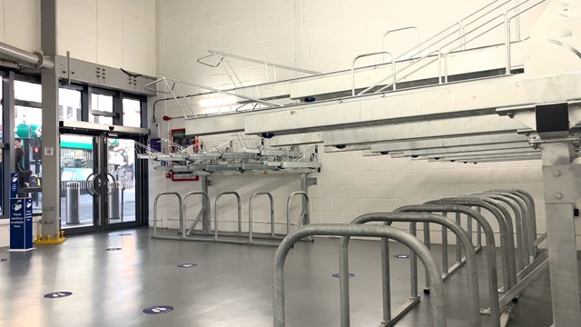 Internal view of the Cycle Pod at Birmingham New Street