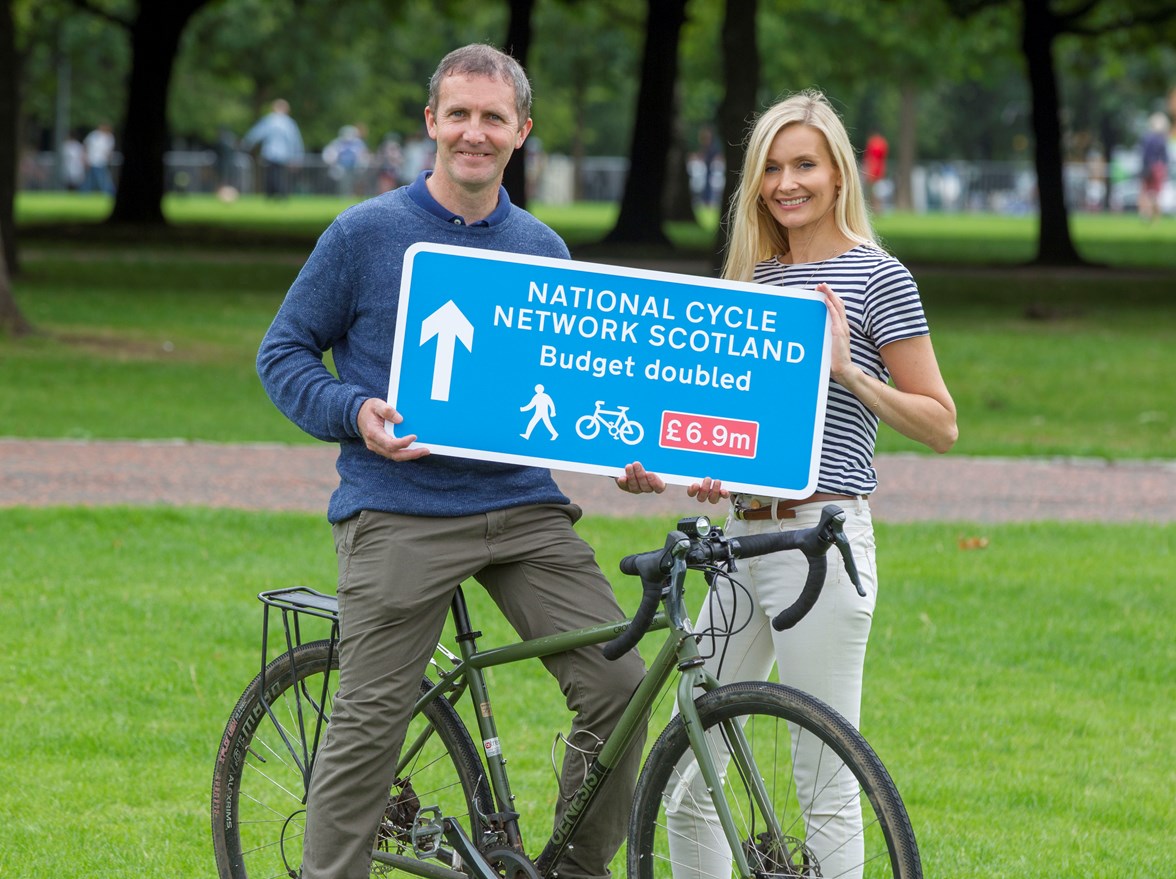 Cabinet Secretary Michael Matheson with Grace Martin Deputy Director Sustrans Scotland