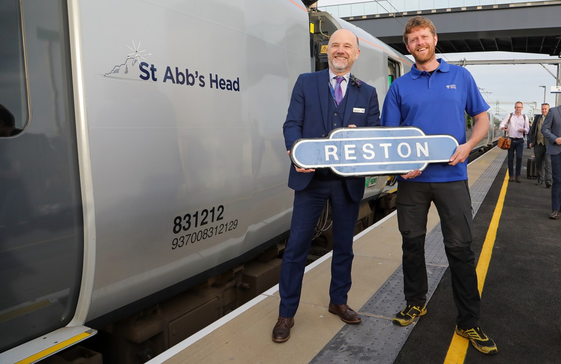 Matthew Gollton MD of TPE welcomes the first service at Reston: Matthew Gollton MD of TPE welcomes the first passenger service to stop at Reston station in 58 years.