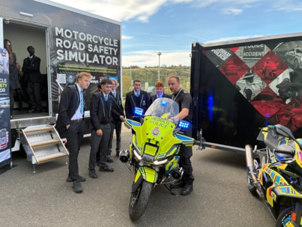 24-09-26 Sixth Formers at Tonyrefail Community being shown police bike 2
