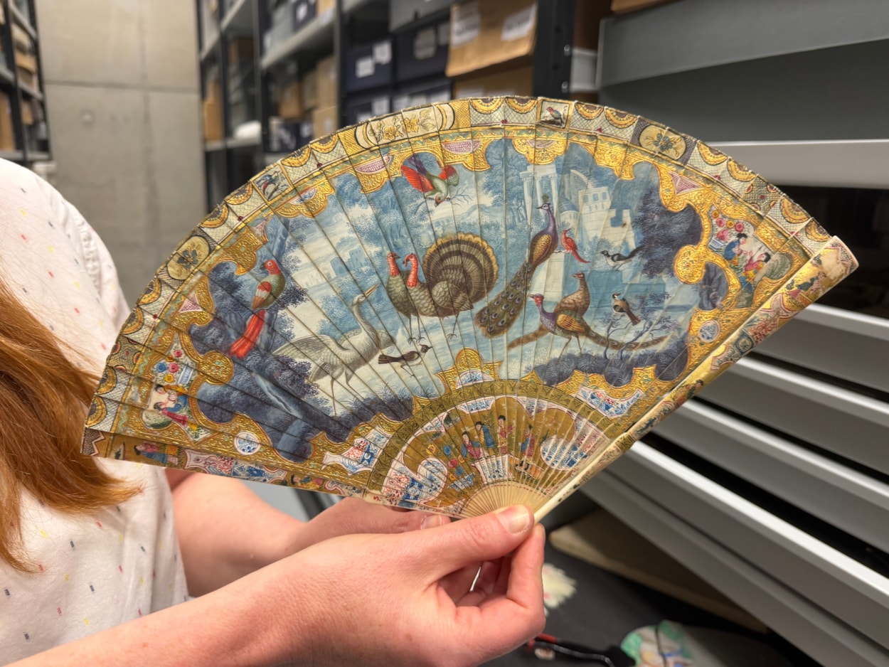Antique fans: The magnificent fans are among more than 400 cared for at Leeds Discovery Centre, where the precious collection is being carefully catalogued and conserved by curators.
Mostly dating from the 18th and 19th centuries, many of the fans’ elaborate designs portray scenes of love taken from Greek or Roman mythology, colourful birds or Far Eastern imagery and were once a must-have accompaniment to any lady’s outfit in high society.