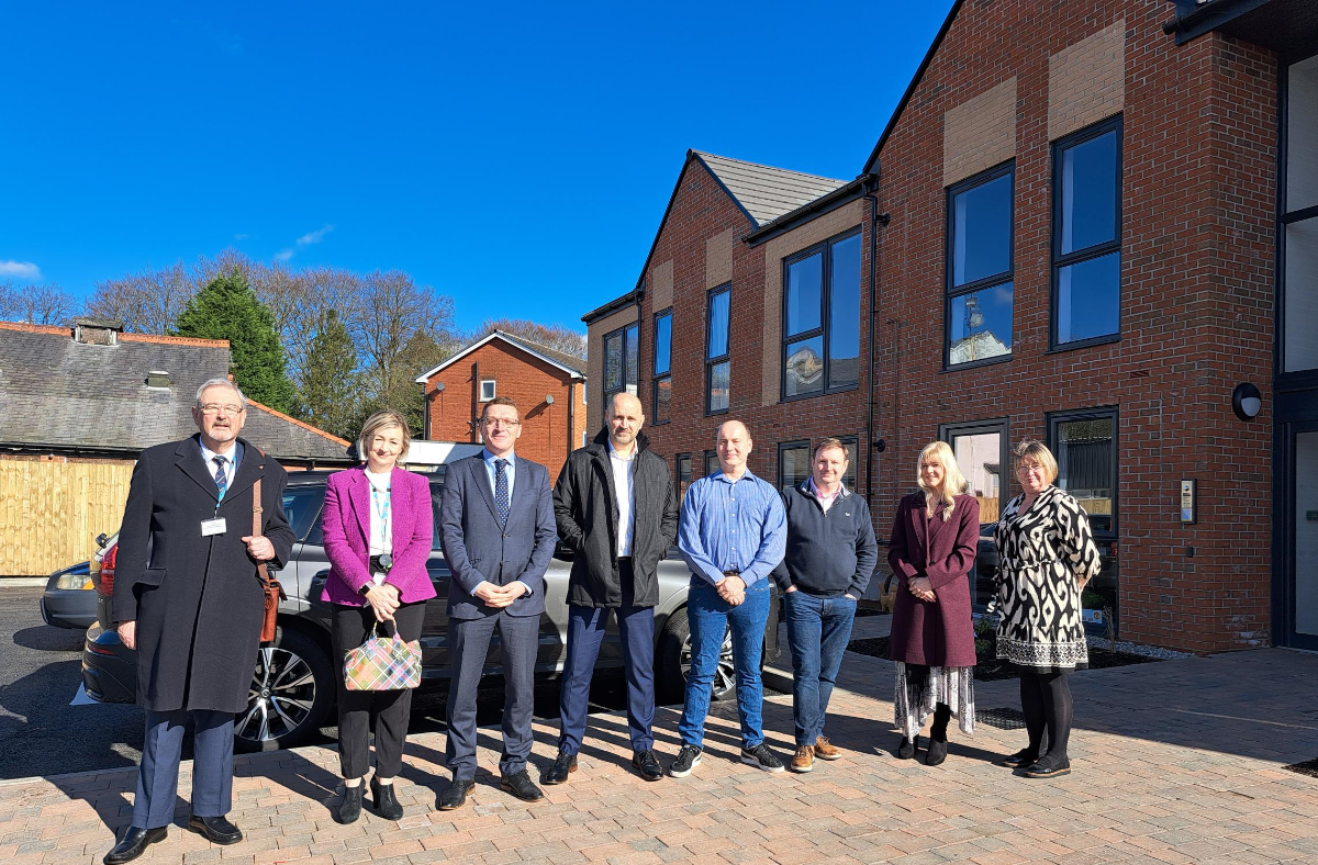 UntitlPictured from left to right at the new supported living apartments on Mornington Road are County Cllr and cabinet member for Adult Social Care Graham Gooch, Dawn Astin, Lancashire County Council Service Manager – Housing Specialist, Andrew Hynes, director of specialist property developer Weaver Finch, Alex Bodie, director of Community Housing and Healthcare at specialist property lender Together, Thomas Alt, director of smart control suppliers Ready Controls Ltd, Christian Geisselmann, principal consultant at assistive tech company MyEcosystem, Julie Ray, Lancashire County Council manager – disability and Lisa Sanderson, registered manager for Lancashire County Council's domiciliary care team.ed