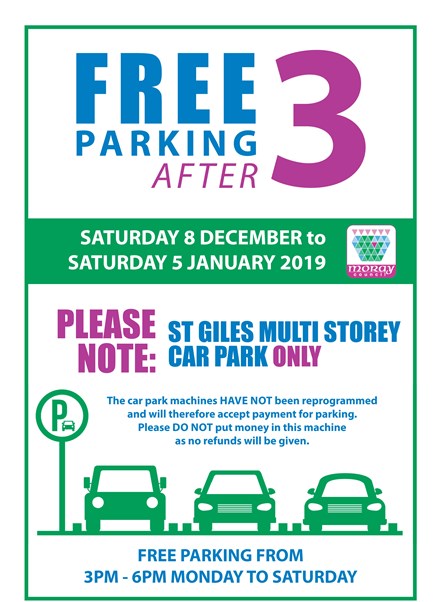 Free after 3 returns to St Giles Centre car park